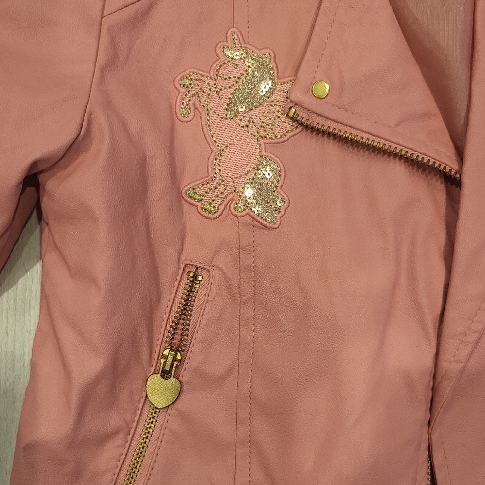 NWOT Charming Pink Kids Jacket with Gold Accents - Picture 2 of 4